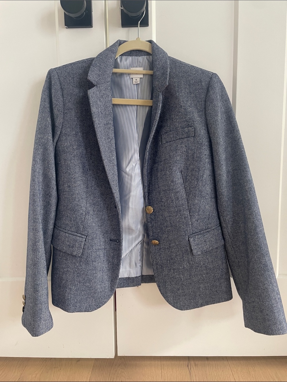 J.Crew Women's Herringbone Blazer in Blue & White
